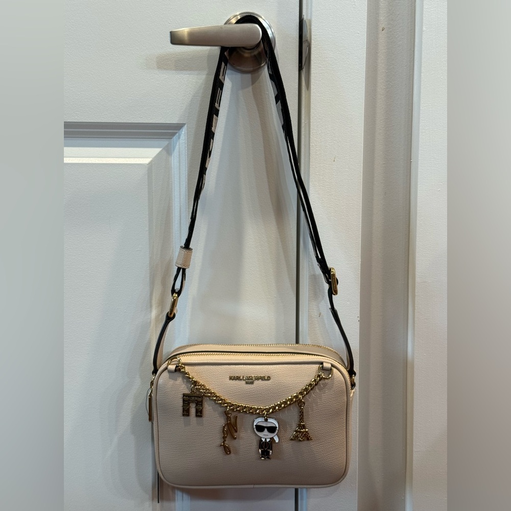 Karl Lagerfeld Paris Simone Camera Crossbody Bag with Charms NWT